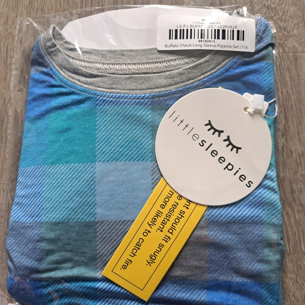 Little Sleepies Blue Check Pajama Set